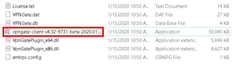 Chọn tệp có tên VPN-gate-client.exe
