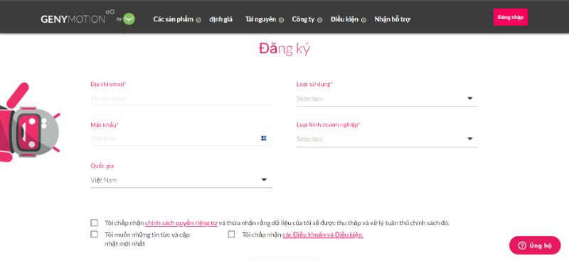 Đăng ký tài khoản Genymotion