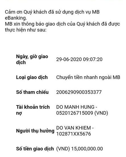 mã giao dịch ngân hàng MBBank